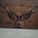 Rustic Deer Wall Art for Living Room Deer Pictures Wall Decor Farmhouse Wildlife Animal Painting Elk Portrait Canvas Prints Wood Grain Country Cabin Decor for Bedroom Office Home Decoration 24x36"