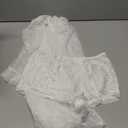 RSLOVE Women Sexy Lingerie Set - 2 Piece Lace Bra and Panty Sets with Mesh Kimono Robe Nightgown Sleepwear White Small