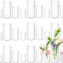 24 Pack Acrylic Cylinder Vases 4,6,8 Inch Tall Clear Acrylic Flower Vase Bulk Floating Candle Holders Cylinder Plastic Vases for Centerpiece Table Wedding Home