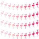 Haooryx Summer Felt Flamingo Banner Garland - 4Pcs Pink Flamingo Hanging Banner Pre Strung Garland Girls Birthday Graduation Party Hanging Decor Home Middle School Classroom Wall Photo Props Backdrop, 5.9 x 3.15 inches