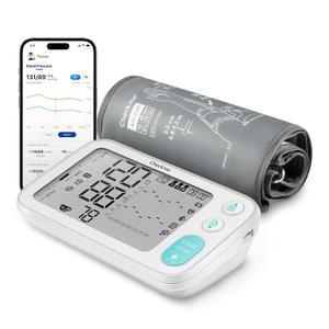Checkme Blood Pressure Monitors for Home Use, Automatic Digital BP Machine with Bluetooth, Dual Display with 7 Days Trends, XL Size Cuff 8.7-17.7, 2 * 250 Storage, Dual Power Supply, Voice Broadcast