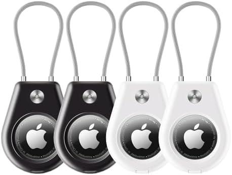 for AirTag Holder 4 Pack  Keychains Case Waterproof Replacement for Apple AirTag, Dog Collar, Luggage, Backpack, Travel & Outdoor Gear  Durable, Lightweight, and Secure (2pc Black/2pc White)