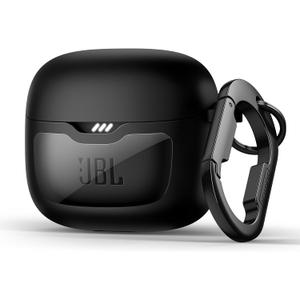 SURITCH Magnetic Bumper Case Compatible with JBL Tune Flex Earbuds, Rugged Shockproof Protective Covers for JBL Tune Flex with Magnetic Lid Lock & Carabiner & Cleaning Kit & Removal Tool, Black