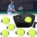 Portable Tennis Trainer Practice Rebound with Metal Base Tennis Trainer Practice Equipment with 6 Highly Elastic String Balls for Adult Kids and Beginners