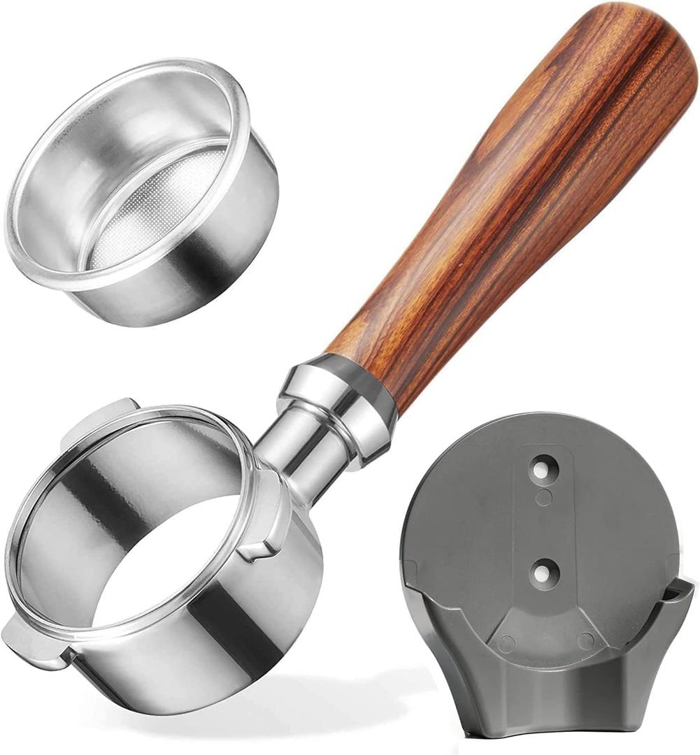 54mm Bottomless Portafilter - Fits Breville Espresso Coffee Machine Barista Express, Pro, Touch, Bambino (Plus), BES870XL/870BSXL/878BSS/880BSS/840XL +Filter Basket +Wall Holder (1)