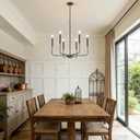Modern Oil-Rubbed Bronze Chandelier for Dining Room, Metal 6-Light Kitchen Light Fixtures, Farmhouse Candle Hanging Pendant Light for Living Room Entryway Foyer Bedroom (Bulbs Not Included)