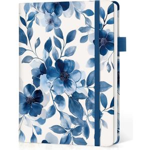 Lined Journal Notebook for Women & Men, Hardcover Leather Journal for writing, A5 College Ruled Notebook for Work & Note Taking, Perfect for Office School Home Supplies, 160 Pages, Watercolor Petal