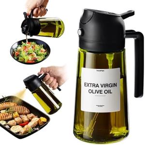 TrendPlain - Original 16oz/470ml Olive Oil Dispenser Bottle for Kitchen Gadgets and Air Fryer Accessories - Olive Oil Sprayer for Cooking w/Stickers - Black