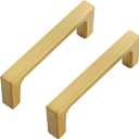 Ravinte 20 Pack Solid 3 Inch Kitchen Square Cabinet Handles Brushed Brass Cabinet Pulls Drawer Pulls Kitchen Cabinet Hardware Kitchen Handles (3" Hole Center)