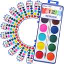 Washable Watercolor for Kids -12 Colors, Woodbrushes Included, 10 Pack Water Color Paint for Classroom, Party Favors and Art Activities, 30% More Paint