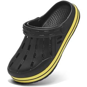 Cubufly Kids Garden Shoes Boys Girls Glitter Stripe Band Clogs Toddler Slip On Water Sandals Children Beach Pool Slipper Size 3