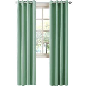 LA PALMA Thermal Insulated Blackout Darkening Grommet Living Room Curtains Window Drapes for Bedroom Pack of 2 Panels (Sage Green)