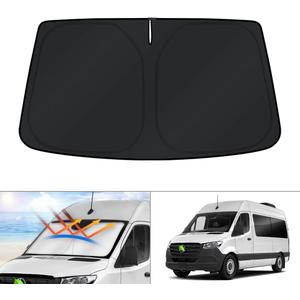 KUST Windshield Sun Shade for Freightliner Sprinter & Mercedes Benz Sprinter Accessories 2007-2025 2026 Window Sunshade Sun Visor Protector Foldable Blocks UV Rays Keep Car Cooler
