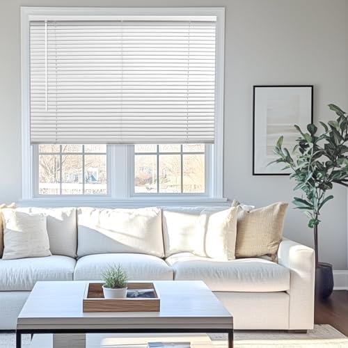 CHICOLOGY Mini Blinds for Indoor Windows – 16"W x 48"H, White Horizontal Vinyl Blinds | Cordless | Easy to Install | Sleek Low-Profile Fit for Doors, Offices, Kitchens & Apartments