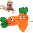 Andiker 2 pcs Dog Squeaky Toy, Dogs Carrot Pet Funny Squeaky Toys Dog Plush Toy for Small Medium Large Dogs and Cats (2pcs)