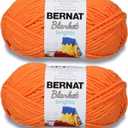 Bernat Blanket Brights Carrot Orange Yarn - 2 Pack of 300g/10.5oz - Polyester - 6 Super Bulky - 220 Yards - Knitting/Crochet