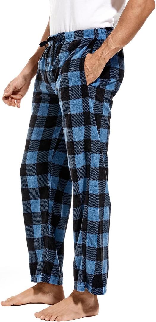 DG Hill 1 Pack or 3Pack Mens PJ Pajama Pants Bottoms Fleece Lounge Pants Sleepwear Plaid PJs with Pockets Microfleece, Large