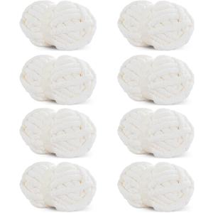 HOMBYS White Chunky Chenille Yarn for Crocheting, Bulky Thick Fluffy Yarn for Knitting,Super Bulky Chunky Yarn for Hand Knitting Blanket, Soft Plush Yarn, 8 Jumbo Pack (27 yds, 8 oz Each Skein) (8 Pack, Cream)