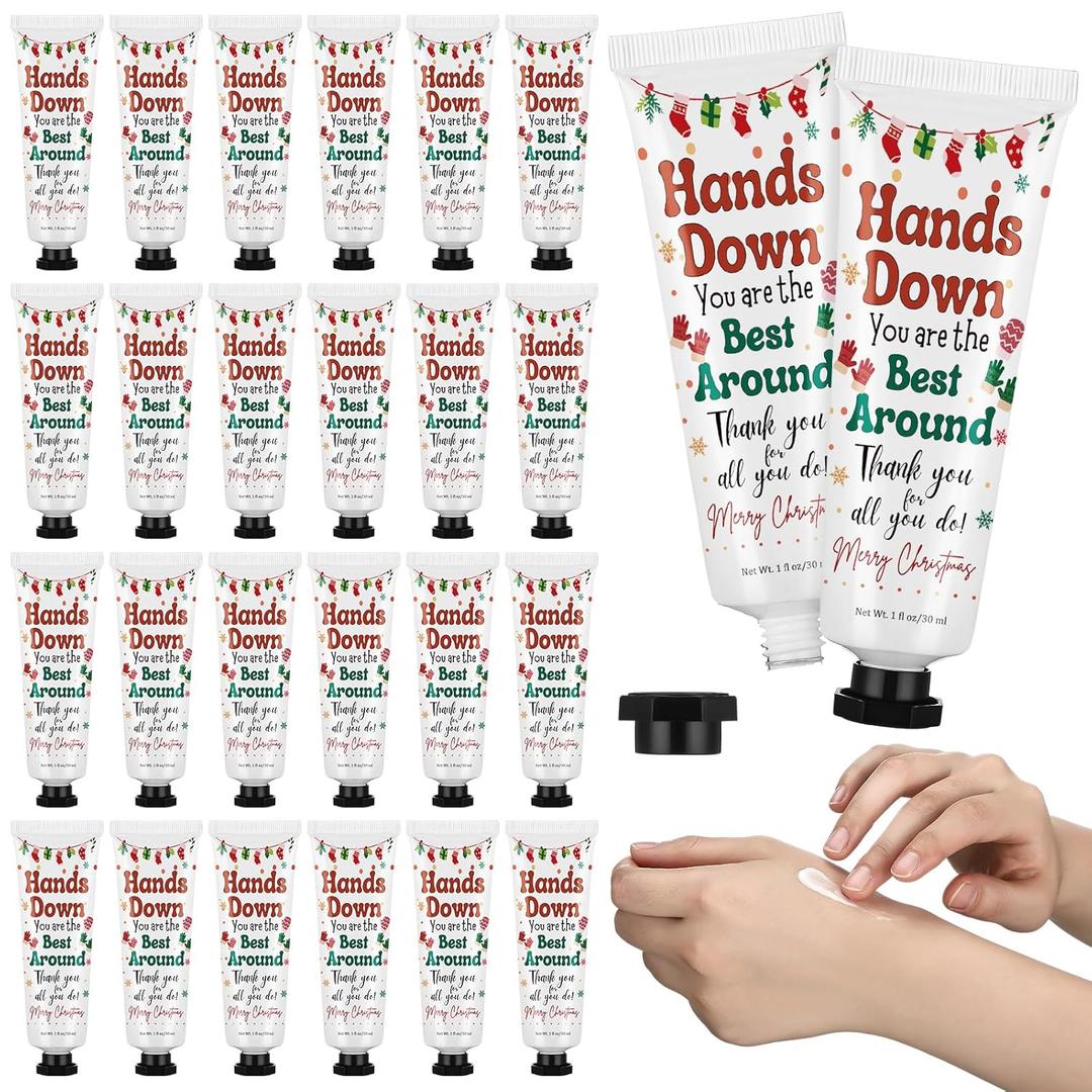 Loopeer 24 Pcs Christmas Hand Cream Gift Set Bulk Christmas Mini Hand Lotion for Women Travel Size Holiday Gifts Stocking Stuffer & Bulk Appreciation Gifts for Staff Employee Coworker Mom 30 ml