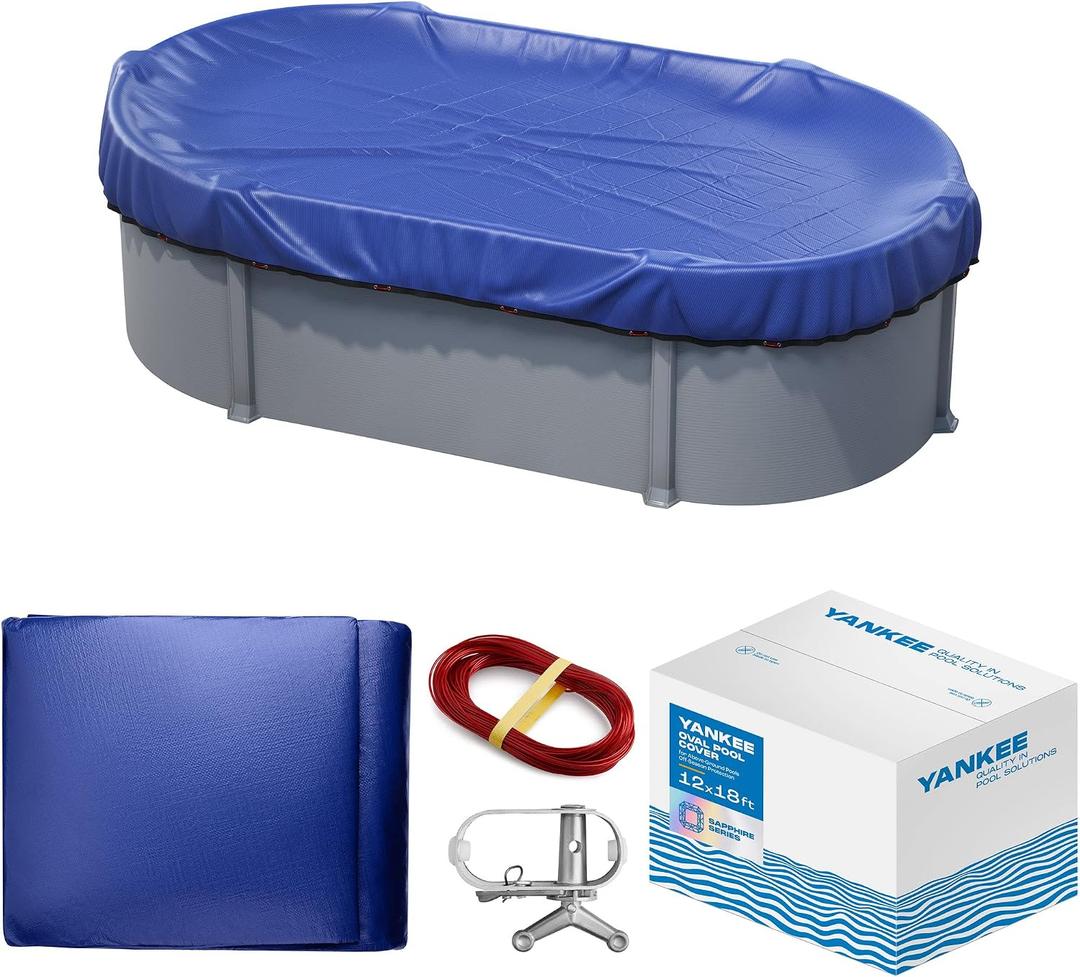 Yankee Pool Cover for Oval Pool | 12 x 18-ft | Oval Winter Pool Cover for Above Ground Pools | Extra Thick & Durable, UV-Resistant | Above-Ground Pool Protection