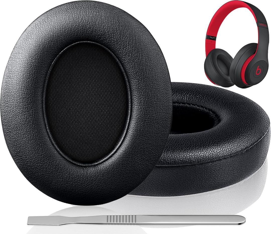 F FEYCH Beats Studio Replacement Earpads for Beats Studio 3 & 2 (B0500/ B0501) 2 Pieces Noise Isolation Comfortable Memory Foam Ear Cushions (Black)