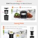 Horavie Single Serve Coffee Maker with Built-in Grinder, Fast Brew 6-16oz Single Cup for Whole Beans, Grounds, K Pod, Grind and Brew Coffee Maker with 47oz Water Tank, Descaling Alert, Black