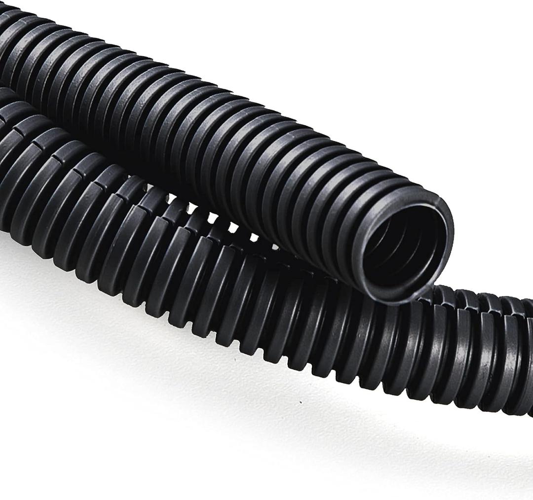 ZhiYo 20FT 1/4 Wire Loom Split Tubing Auto Wire Conduit Flexible Cover | High Temperature Heat Resistant -40F to 257F | Plastic Cover for Electrical Wires & Cables, Black