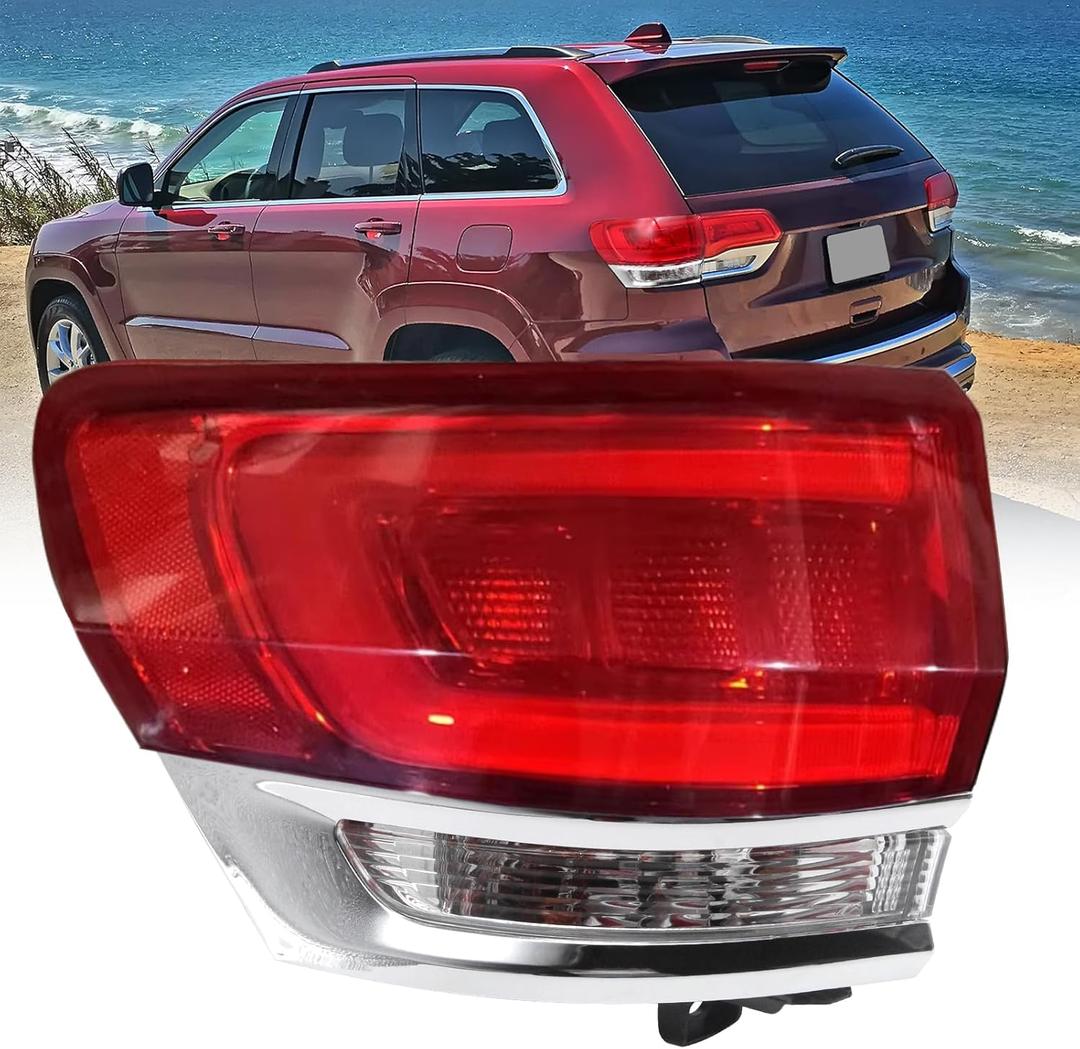 Outer Tail Light Compatible with 2014-2021 Jeep Grand Cherokee Laredo/Limited/Overland/Summit Tail lamp Assembly (Left Driver Side)