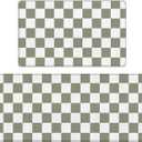 Bulijojo Buffalo Plaid Anti Fatigue Kitchen Floor Mats Set of 2 Waterproof Kitchen Sink Runner Rug Standing Mat Cushioned Kitchen Rugs Comfort Doormat 17"x47"+17"x30" Sage Green