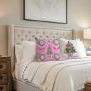 Chinoiserie Porcelain Christmas Tree Lumbar Pillow Covers 18x18 Set of 2 Chinoiserie Pillow CoverPink Bow Chinoiserie Christmas Wreath Pillow Covers for Home Sofa Livingroom (Color-05)