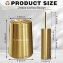 Maxdot 2 Pcs Gold Bathroom Trash Can with Flipping Lid 2.6 Gallon/10 L and Toilet Brush Set, Small Brushed Stainless Steel Garbage Trash Can and Toilet Brush with Holder for Bathroom Bedroom Office