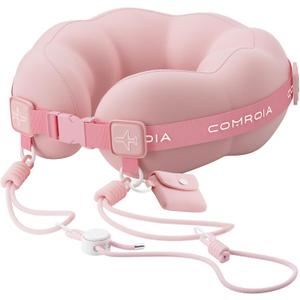 Travel Neck Pillow for Airplane Sleeping  360 Head Support Prevents Bobbing, 100% Memory Foam Ergonomic Neck Cushion with No-Case-Needed Carry Strap for Long Flights & Car  Washable Cover (Pink)