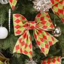 MAYREEL Red and Lime Green Crushed Velvet Wired Ribbon 4 Inch Extra Wide Christmas Ribbon with Gold Diamond Lattice Glitter, 10-Yard Roll for Christmas Tree, Wreaths, Bows & Elegant Holiday Dcor