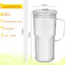 Glass Tumbler with Lids and Straws 2Pack 20oz Glass Cup with Handle-Wide Mouth Ice Coffee Cup Borosilicate Drinking Glasses for Smoothie Drinks