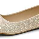 DREAM PAIRS Women's Sole-Shine Rhinestone Ballet Flats Shoes (8, Gold)