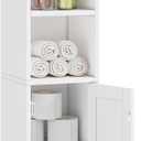 Lomojo Small Bathroom Storage Cabinet Corner, Floor Cabinet with Adjustable Shelves, Freestanding Narrow Bathroom Toilet Paper Organizers for Small Spaces, White