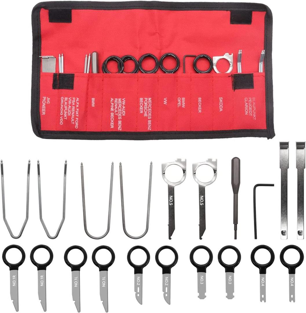 20pcs Radio Removal Tool Kit,Universal Stereo CD Player Removal Key Kit for Most Car and Truck O-050
