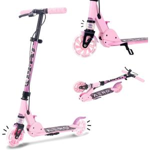 Aero Scooter for Kids 5-8 | Dynamic Lights, Hand Brake & Shock Absorption | Boys Girls 2 Wheels Kick Scooter | Foldable & Height Adjustable