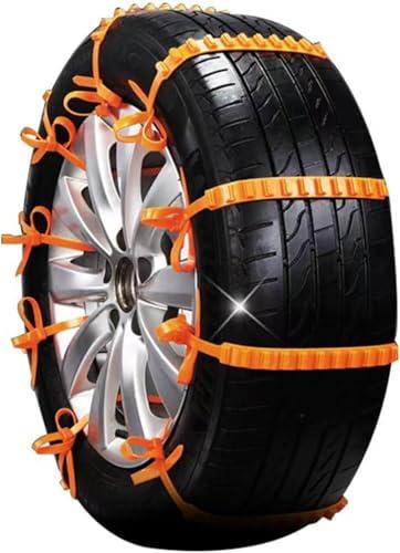 20pack Snow Tire Chains Reusable Anti-Skid Car Winter Wheels Chain Universal Cable Tire Belts, Orange Non-Slip Zip Tie Tires Chain Emergency for Auto Pickup Trucks Suv