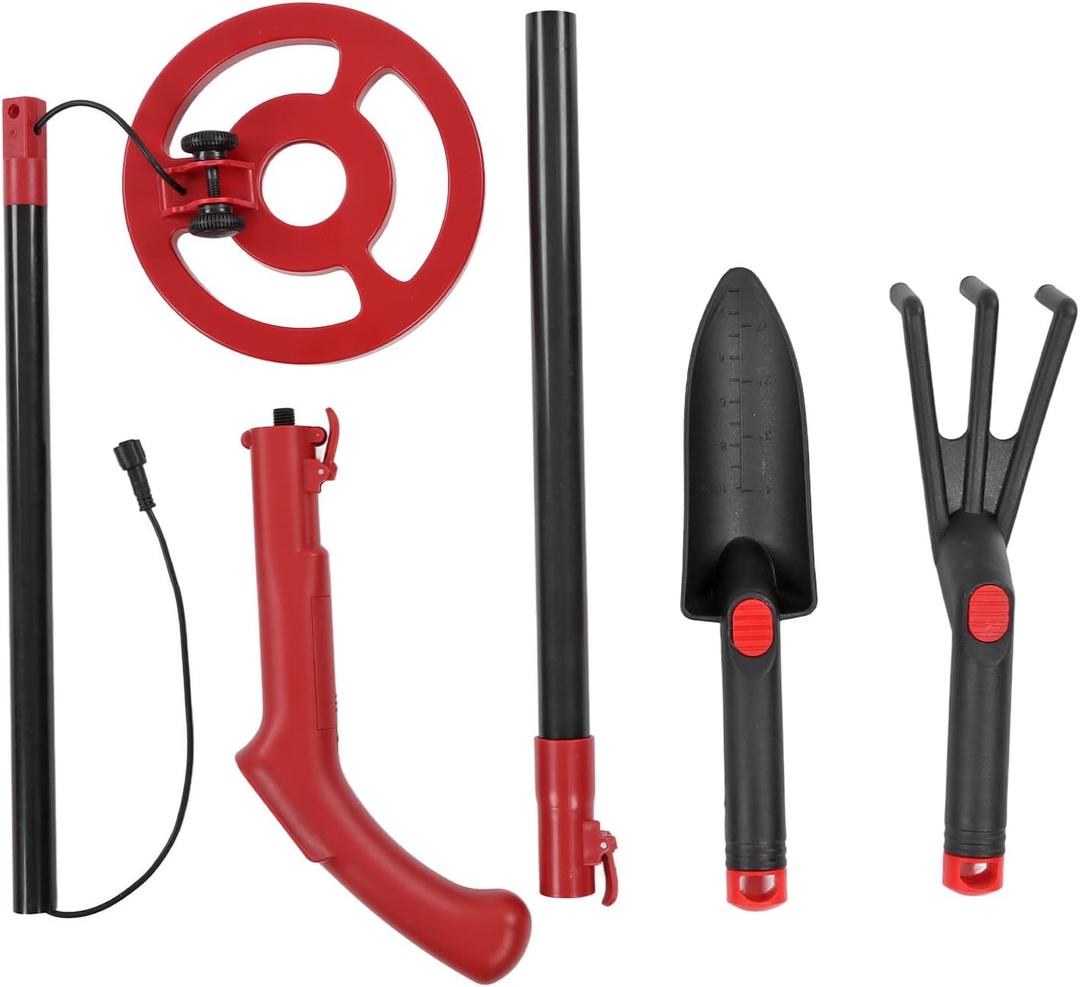 Metal Detector Pinpointer Finder Tool for Inspection Searching (Red Detector Rake Shovel)