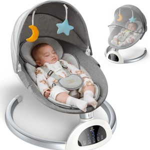 Electric Baby Swing for Infants to Toddler, Bluetooth Baby Rocker with Music Speaker, Protable Bouncer, 5 Sway Speeds 3 Seat Positions, Remote Control for Indoor, Boy, Girl