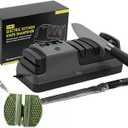 5-in-1 Electric Knife Sharpener for Kitchen Knives, with 100% Diamond Abrasives, 3 Adjustable Speeds, Quickly Sharpening for Straight/Serrated/Kitchen Knives, Scissors (Gray)
