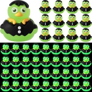 VioraWhite 50 Pcs Luminous Halloween Mini Rubber Duck Zombie 0.8 Inch Tiny Horror Ducks Figurines Glow in Dark Miniature Zombie Statues for Hide and Seek Halloween Party Gift Props Landscape Decor