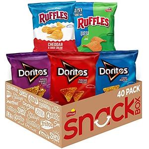 Ruffles FritoLay Variety Packs Flavors 1oz Bags, Ruffles & Doritos Bold Mix, 40 Count, BB 5 May 2026