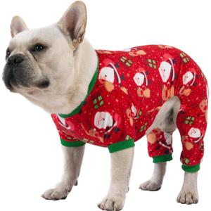 CuteBone Small Dogs Christmas Outfit Soft Puppy Onesies Pjs Dog Pajamas Pet Coat Cat Apparel Comfy Doggie Jumpsuit Bodysuit for All Seasons P135XL (A01-Xmas135)