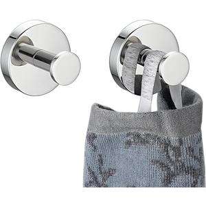 JQK Polishe Steel Towel Hook, Coat Robe Clothes Hook for Bathroom Kitchen Garage Wall Mounted 2 Pack, 304 Stainless Steel, TH600-CH-P2