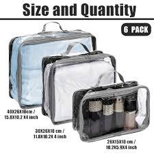 Hillban 2 Pcs Gray Large Clear Travel Packing Cube 3 Sizes See-through PVC Organizer for Suitcase Multipurpose Pouch with Handle Vinyl Zippered Storage Bags Luggage Cube Organizer