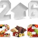 Tellingyou 3 Pcs 13.7" 2026 Graduation Fillable Letter, Plastic Number Trays for Food 2026, Charcuterie Number, Grad Fillable Letter for Class of Congrats Grad Party Supplies(2026,White)