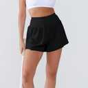 Women's High Waisted Running Shorts with Spandex, Athletic Shorts for Women Light and Airy with Wind-Resistant Fabric (Black)