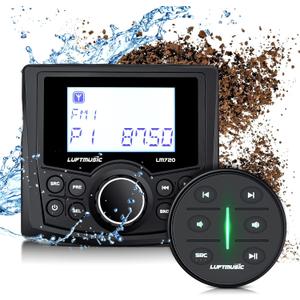 Marine Digital Media Receiver - Weatherproof Marine Stereo System with Wireless Remote - Built-in 3" Dot Matrix LCD Display, Amplifier, Bluetooth, Digital Media MP3 Player, AM/FM Radio